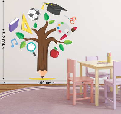 WALLSTICK 91.44 cm TREE WITH THINGS STICKER Self Adhesive Sticker(Pack of 1)