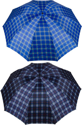 KEKEMI UMB016C_14 3 Fold Check Windproof Travel Umbrella(Multicolor)