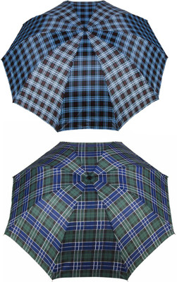 KEKEMI UMB016C_01 3 Fold Check Windproof Travel Umbrella(Multicolor)