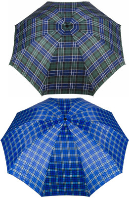 KEKEMI UMB016C_07 3 Fold Check Windproof Travel Umbrella(Multicolor)