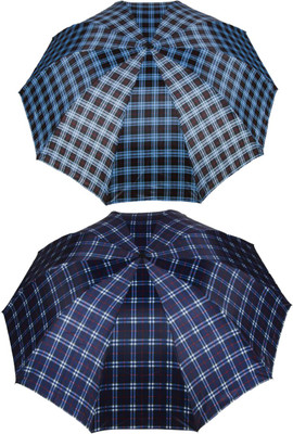 KEKEMI UMB016C_05 3 Fold Check Windproof Travel Umbrella(Multicolor)