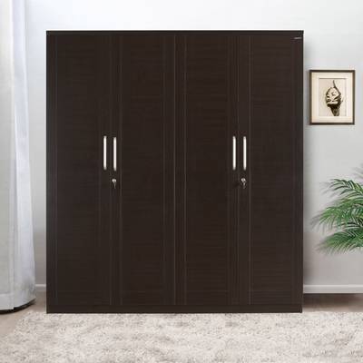 Nilkamal Morocco Engineered Wood 4 Door Wardrobe  (Finish Color - Wenge, Mirror Included, Knock Down)