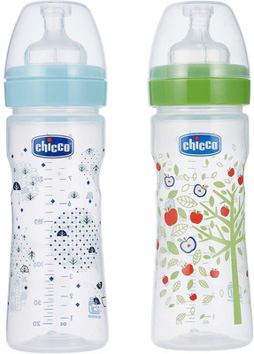 Chicco BI Pack Blue & Green 250Ml Feeding Bottle - 250 ml(Green and Blue)
