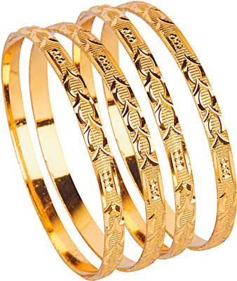 Shining Jewel Brass Gold-plated Bangle Set(Pack of 4)