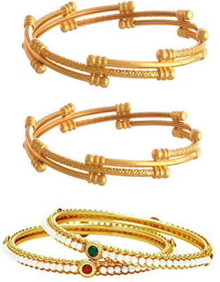 ZENEME Alloy Gold-plated Bangle Set(Pack of 4)