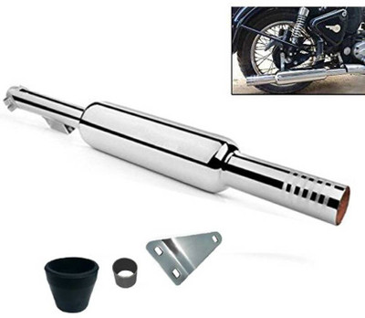 WHEETOYKART Short Bottle Chrome Punjab Dolki Empty/FreeFlow Exhaust Silencer Royal Enfield Classic 350 Royal Enfield Classic 350 Full Exhaust System(Mild Steel)