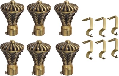 Rishikansh Gold Curtain Knobs, Rod Rail Bracket, Curtain Hooks, Cord Pull Metal(Pack of 6)