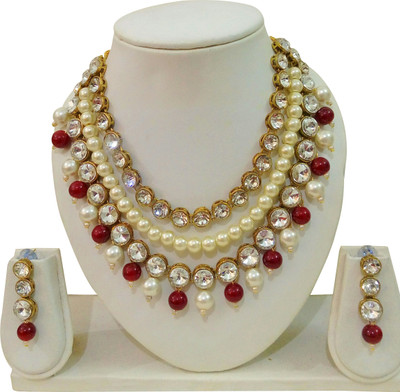 JN Handicraft Alloy Maroon Jewellery Set(Pack of 1)