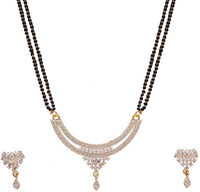 Shining Angel Brass Gold-plated White Jewellery Set(Pack of 1)