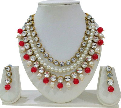 JN Handicraft Alloy Red, White Jewellery Set(Pack of 1)