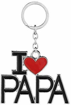 Prime Traders I Love Papa Red Color Heart Zinc Alloy Metal Keyring Key Chain
