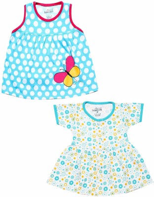 babeezworld Girls Mini/Short Casual Dress(Multicolor, Sleeveless)