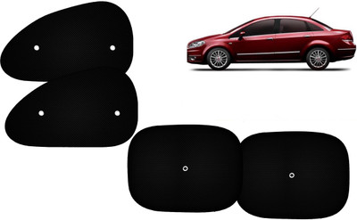 Autokite Side Window Sun Shade For Fiat Linea(Black)