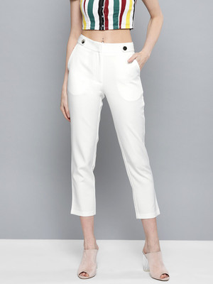 HARPA Regular Fit Women White Trousers