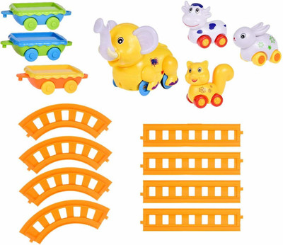TEMSON 4 Cartoon Rail Train Track Set with High Quality PVC Toys with Train Track Set(Multicolor)
