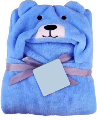 Miss & Chief Animal Crib Hooded Baby Blanket(Polyester, Blue)