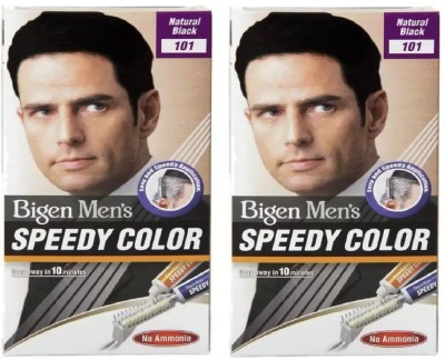 Bigen Men's Speedy Color (Long-Lasting Hair Color) (No Ammonia) 80g+80g (Combo Pack) , Black