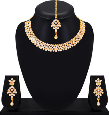 Atasi International Alloy Gold-plated White Jewellery Set(Pack of 1)
