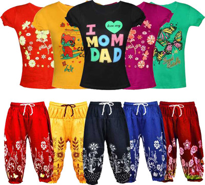 CUTE TREND Kids Nightwear Girls Printed Cotton(Multicolor Pack of 5)