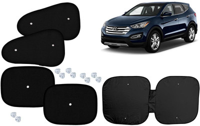 Autokite Side Window, Dashboard Sun Shade For Hyundai SantaFe(Black, Silver)
