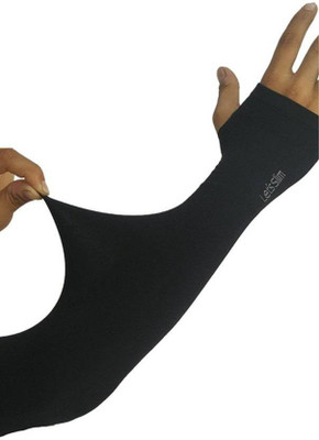 LA OTTER Cotton Arm Sleeve For Men & Women(Free, Black)