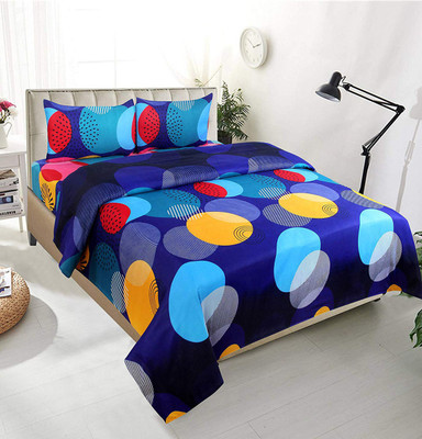 MAS GLOBAL 200 TC Polycotton Double 3D Printed Flat Bedsheet(Pack of 1, Multicolor)