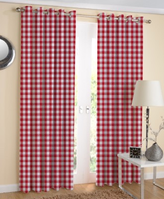 AIRWILL 153 cm (5 ft) Cotton Room Darkening Window Curtain (Pack Of 2)(Abstract, RED1)