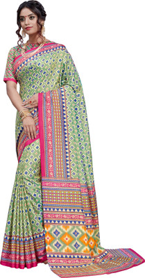 Ratnavati Printed Bollywood Silk Blend Saree(Green)