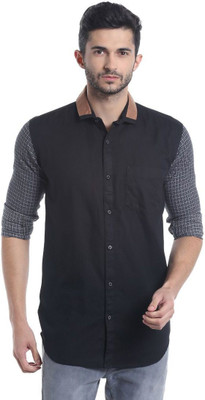 CAMPUS SUTRA Men Color Block Casual Black Shirt
