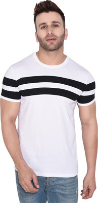 COUNTRY YARD Striped Men Round Neck White, Black T-Shirt