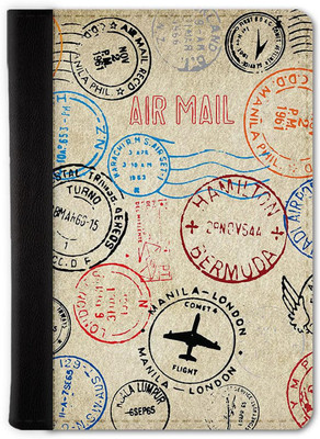 QRIOH Air mail Stamps Passport Holder Wallet(Multicolor)