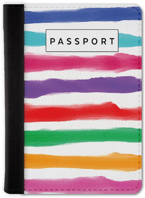 QRIOH Watercolor Rough Stripes Passport Holder Wallet(Multicolor)