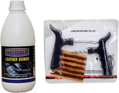 INDOPOWER LC593-LEATHER SHINER 500ml+ Tubelass smart Panchar Kit. BAALCC595 Vehicle Interior Cleaner(500 g)