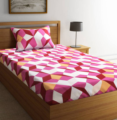 Flipkart SmartBuy 144 TC Cotton Single Geometric Flat Bedsheet(Pack of 1, Red)