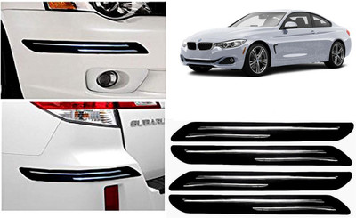 Auto Kite Plastic, Silver Plated Car Bumper Guard(Black, Silver, Pack of 4Pcs Double Chrome Bumper Protector, BMW, 4 Series)