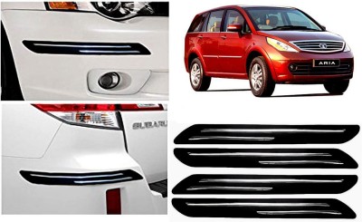 Auto Kite Plastic, Silver Plated Car Bumper Guard(Black, Silver, Pack of 4Pcs Double Chrome Bumper Protector, Tata, Aria)