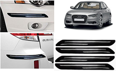 Auto Kite Plastic, Silver Plated Car Bumper Guard(Black, Silver, Pack of 4Pcs Double Chrome Bumper Protector, Audi, A6)