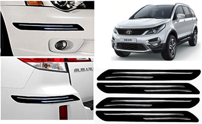 Auto Kite Plastic, Silver Plated Car Bumper Guard(Black, Silver, Pack of 4Pcs Double Chrome Bumper Protector, Tata, Hexa)