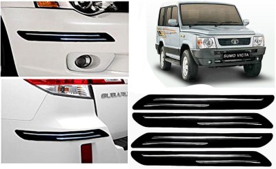 Auto Kite Plastic, Silver Plated Car Bumper Guard(Black, Silver, Pack of 4Pcs Double Chrome Bumper Protector, Tata, Victa)