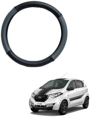 MATIES Steering Cover For Datsun Universal For Car(Grey Black, Leatherite)