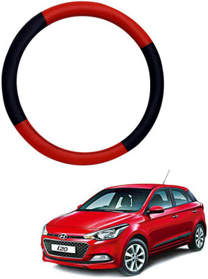 MATIES Steering Cover For Hyundai i20(Red Black, Leatherite)