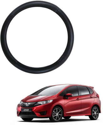 AYW Steering Cover For Honda Jazz(Black, Leather)