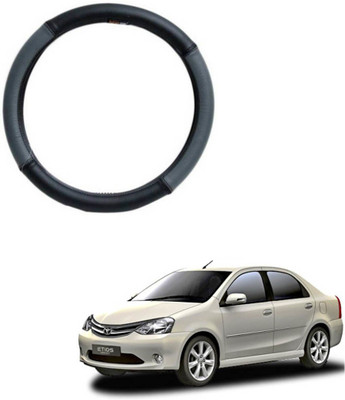 MATIES Steering Cover For Toyota Universal For Car(Grey Black, Leatherite)