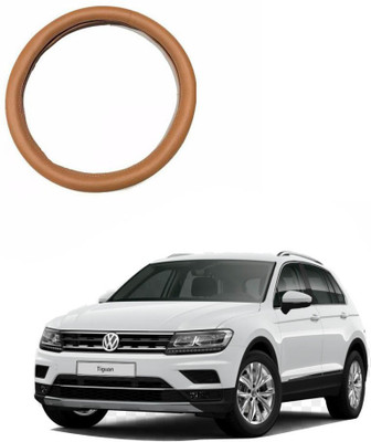 MATIES Steering Cover For Volkswagen Universal For Car(Tan, Leatherite)