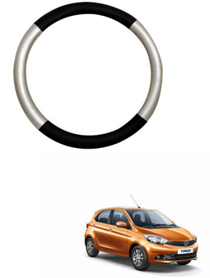 MATIES Steering Cover For Tata Universal For Car(Silver Black, Leatherite)
