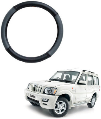 MATIES Steering Cover For Mahindra Universal For Car(Grey Black, Leatherite)
