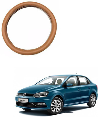 MATIES Steering Cover For Volkswagen Universal For Car(Tan, Leatherite)