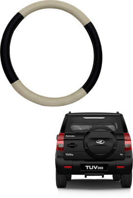 AYW Steering Cover For Mahindra TUV-300(Beige, Black, Leather)