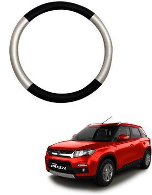MATIES Steering Cover For Maruti Vitara(Silver Black, Leatherite)
