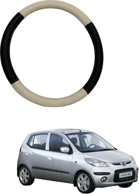MATIES Steering Cover For Hyundai Universal For Car(Beige Black, Leatherite)